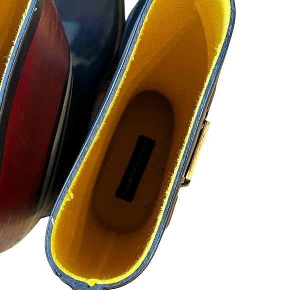 TOMMY HILFIGER TALL RUBBER RAIN BOOTS + BRUSHED NYLEX LINING, NAVY BLUE & RED, 6 - Picture 6 of 7